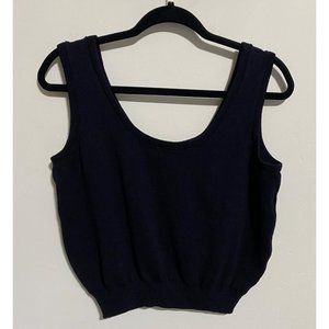 St John Basics black knit scoop neck cropped tank size Large
